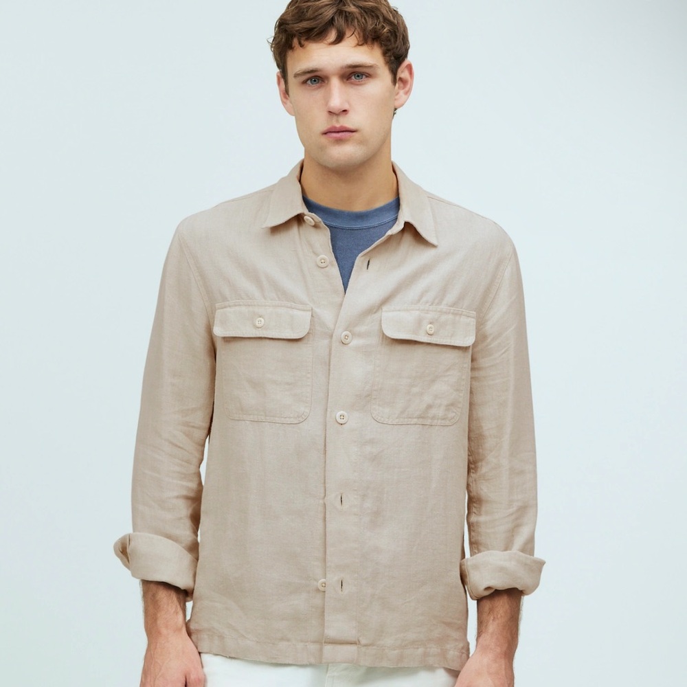 Madewell Straight Hem Work Shirt in Garment-Dyed Linen